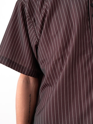 Pinstripe Logo Workshirt - Brown