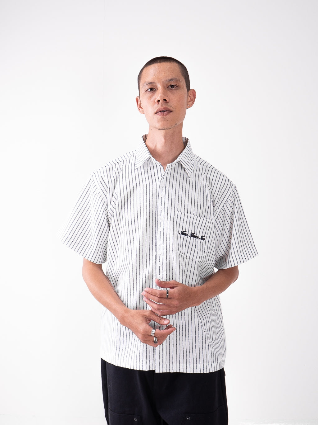 Pinstripe Logo Workshirt - Broken White