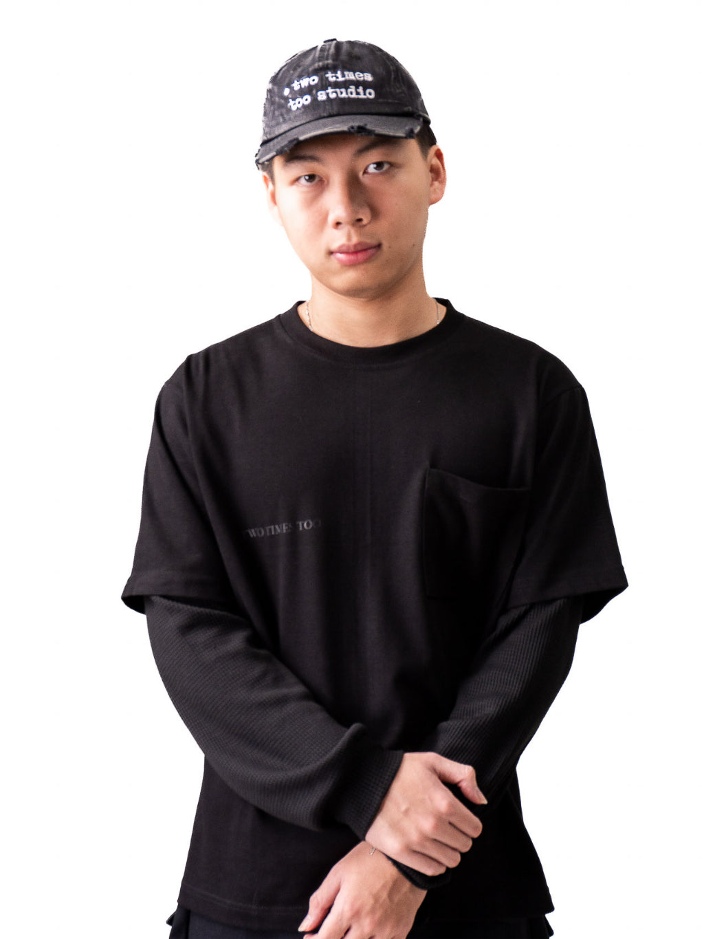 Double Layered Waffle Longsleeve - Jet Black/Jet Black