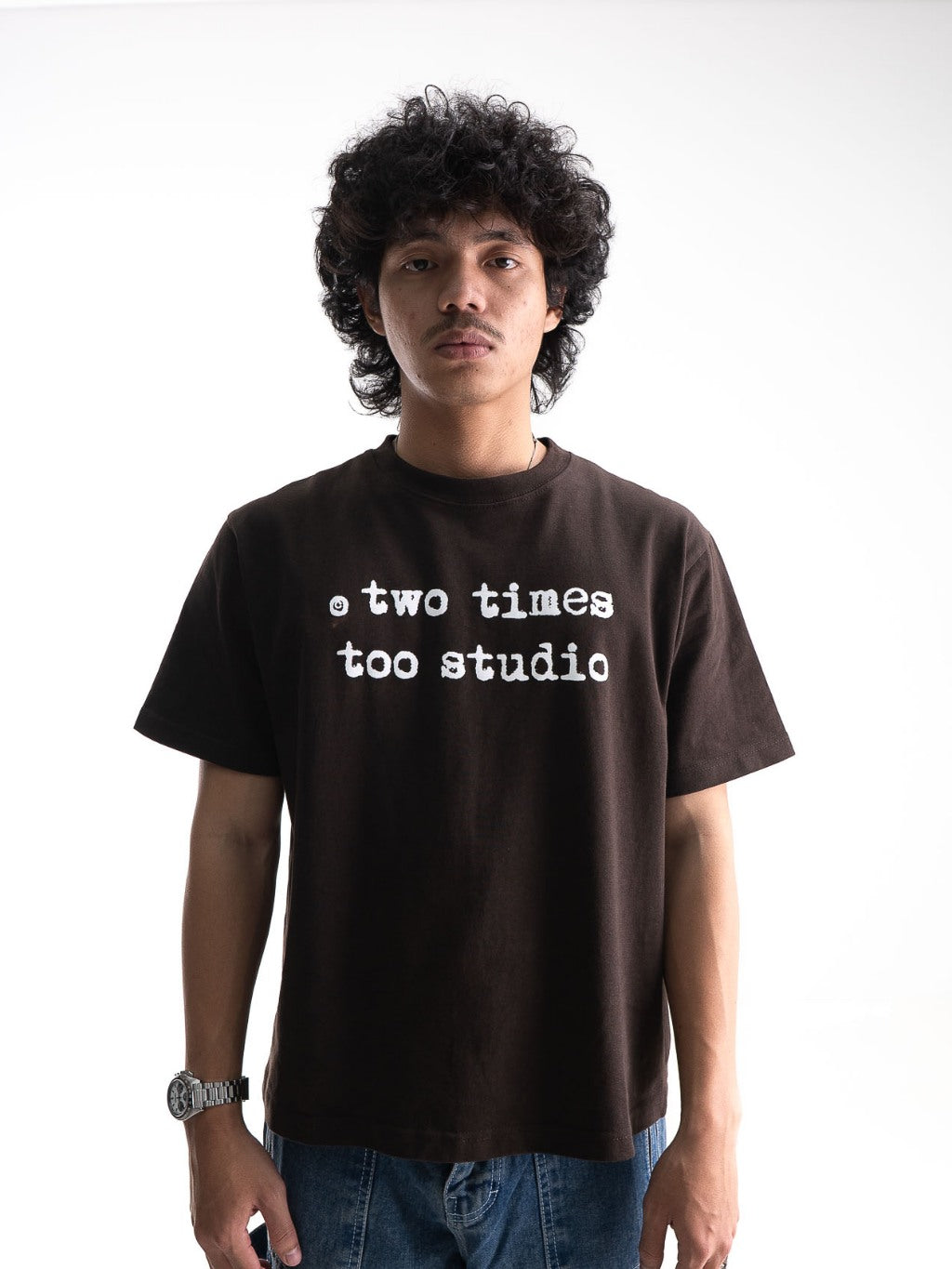 Logo Tee - Dark Brown/White