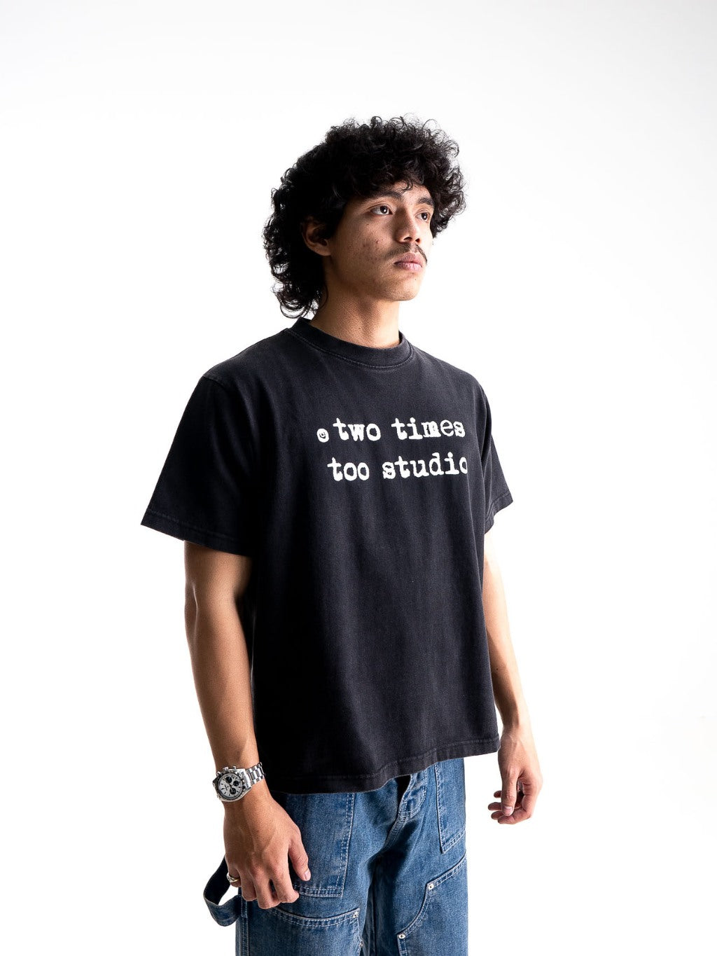 Logo Tee - Washed Black/White