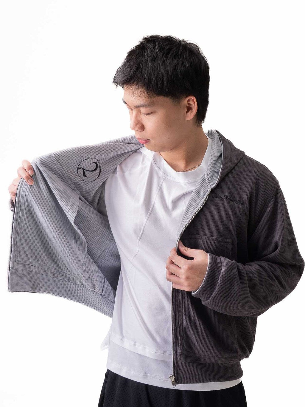 Reversible Waffle Hoodie - Ash purple/Ash teal