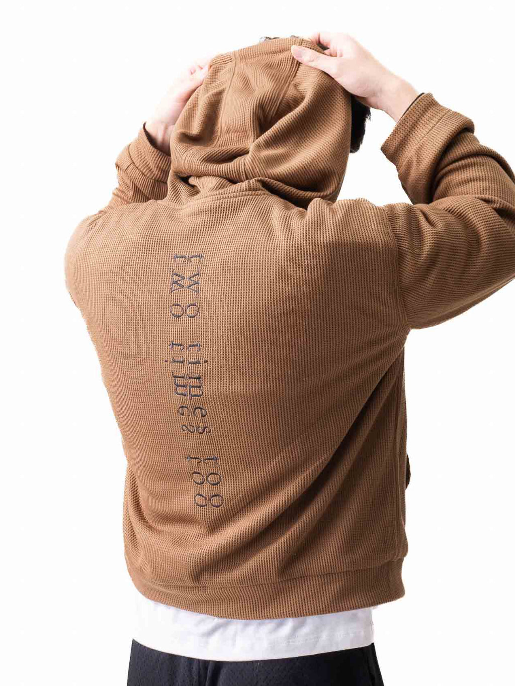 Reversible Waffle Hoodie - Black/Brown