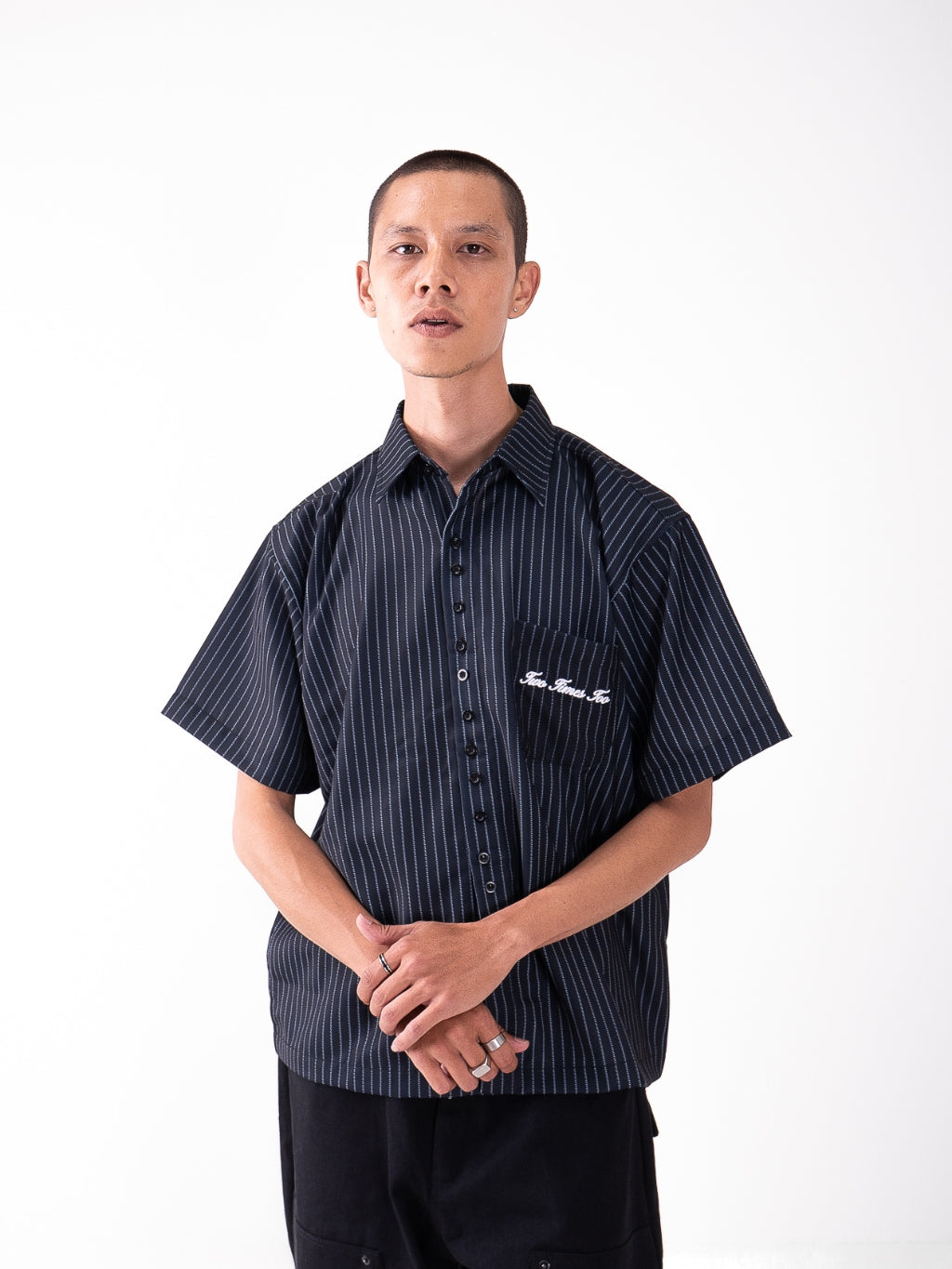 Pinstripe Logo Workshirt - Black Indigo