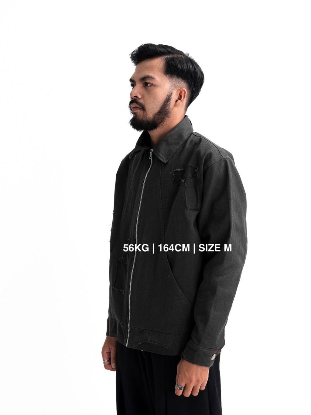 Patchwork Washed Twill Workjacket-Vintage Grey