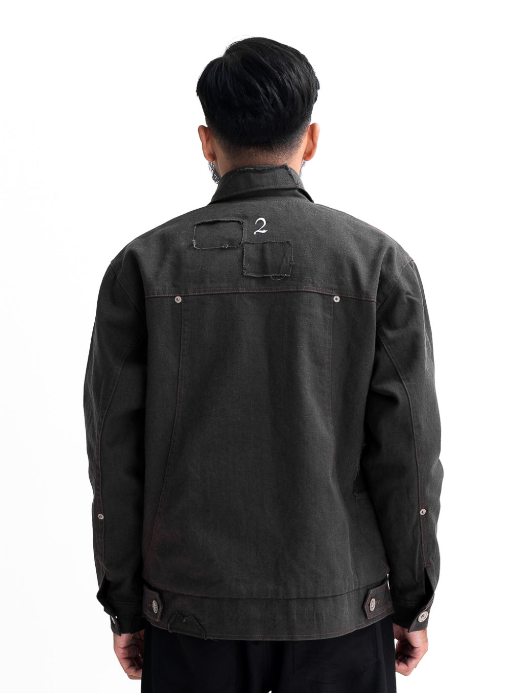 Patchwork Washed Twill Workjacket-Vintage Grey