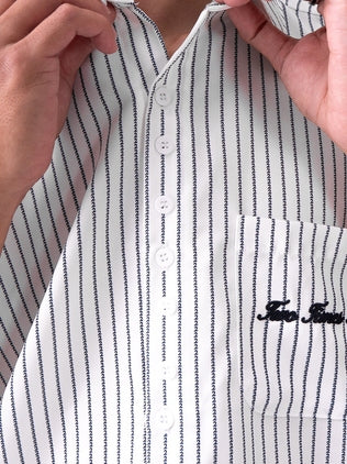 Pinstripe Logo Workshirt - Broken White