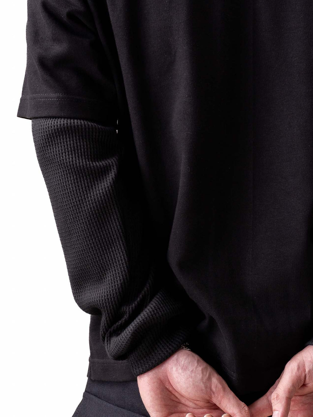 Double Layered Waffle Longsleeve - Jet Black/Jet Black