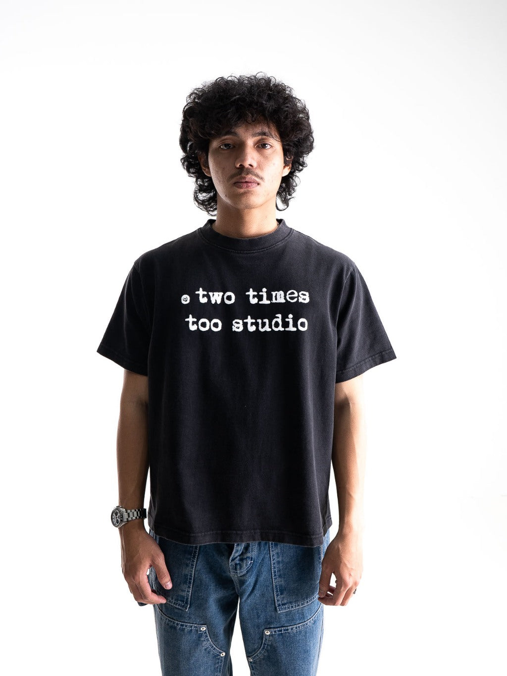 Logo Tee - Washed Black/White