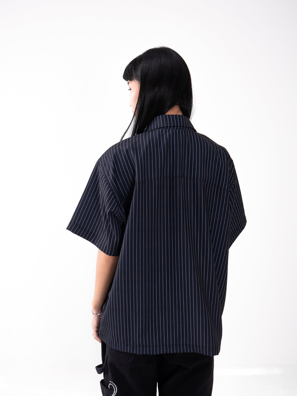 Pinstripe Logo Workshirt - Black Indigo