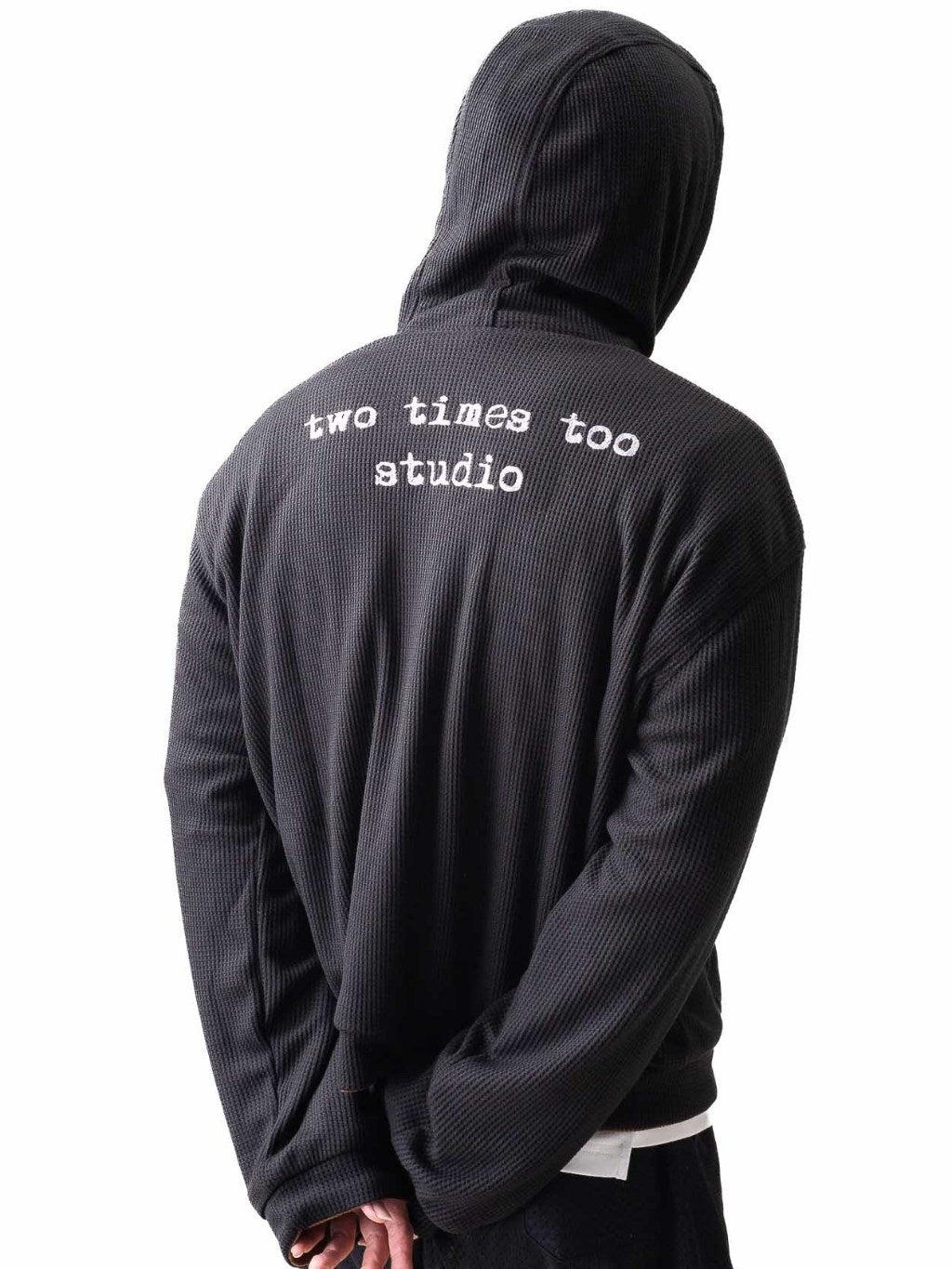 Reversible Waffle Hoodie - Black/Brown