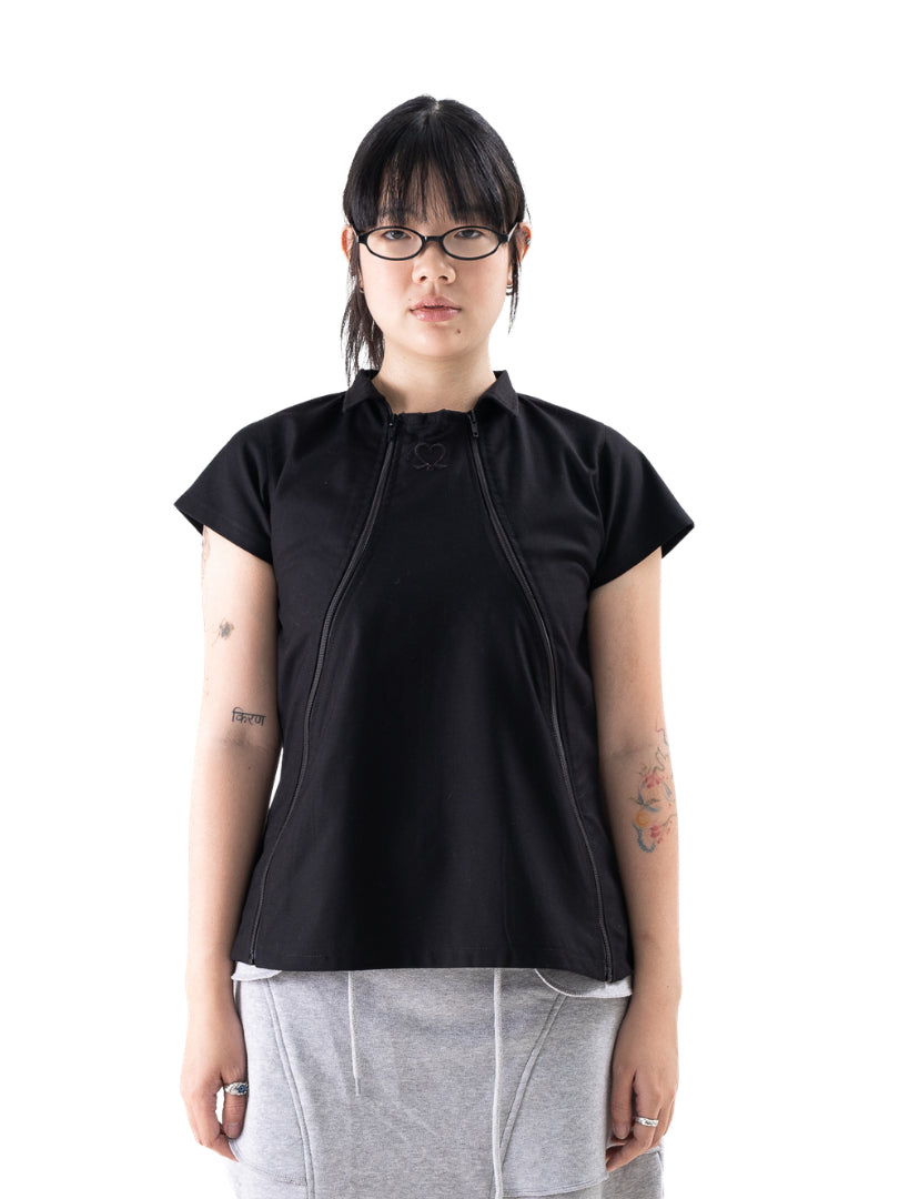 Multi Zip Top - Jet Black