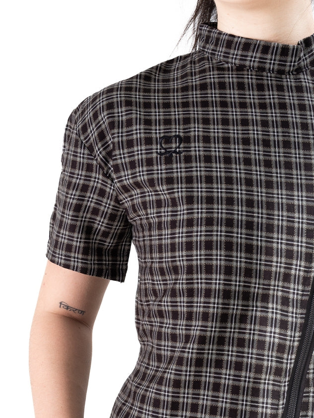 2TIMESTOO Asymmetrical Flannel Top