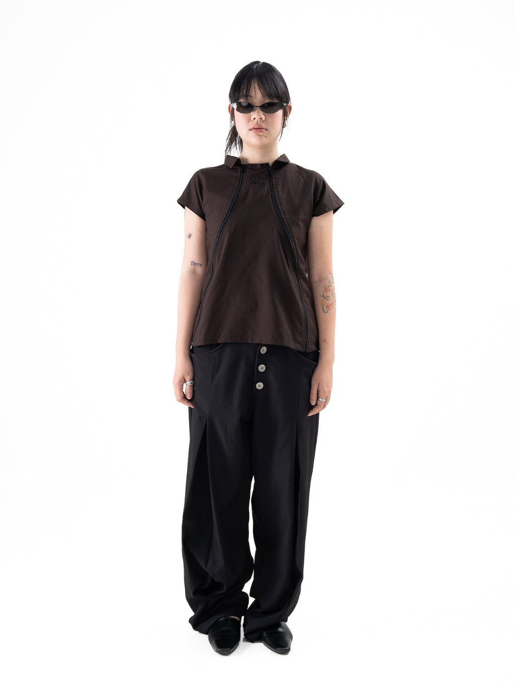 Multi Zip Top - Brown