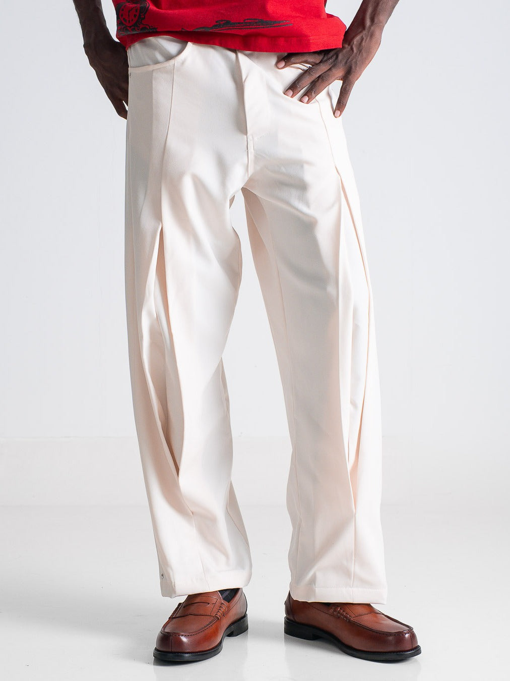 Pleated Everyday Trousers - Broken White