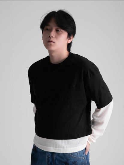 Double Layered Waffle Black/Broken White (Men)