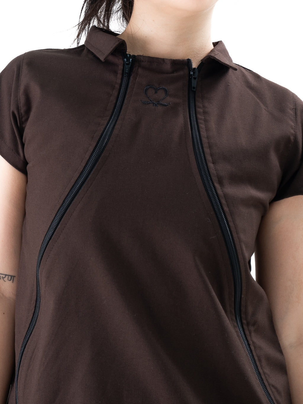 Multi Zip Top - Brown