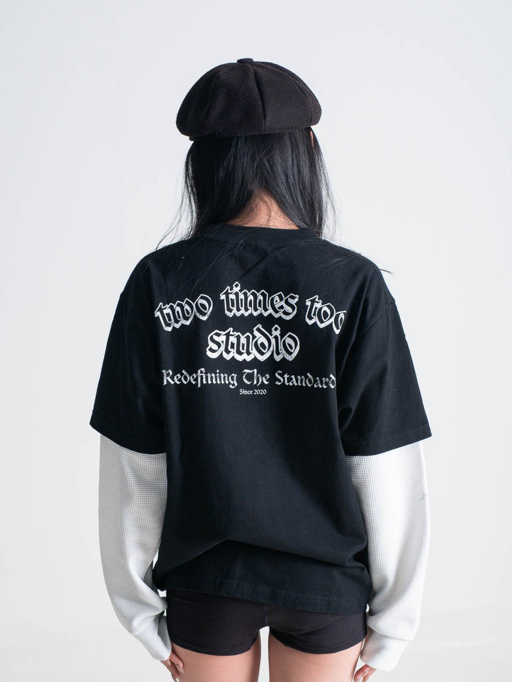 Studio Double Layered Waffle - Jet Black/White