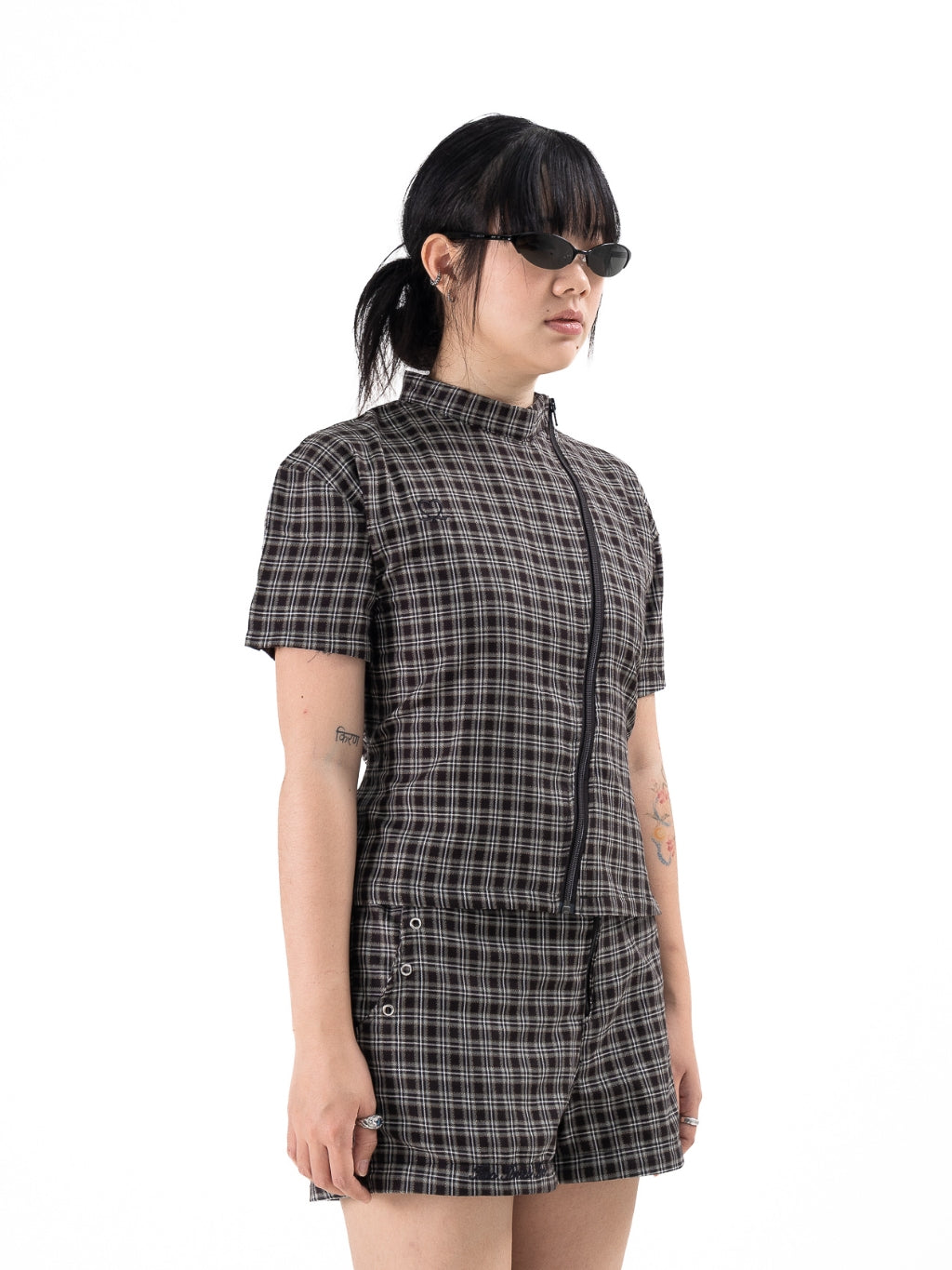 2TIMESTOO Asymmetrical Flannel Top