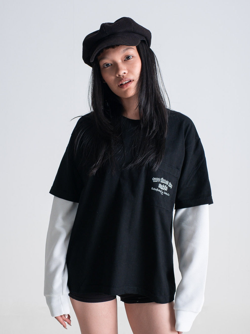 Studio Double Layered Waffle - Jet Black/White