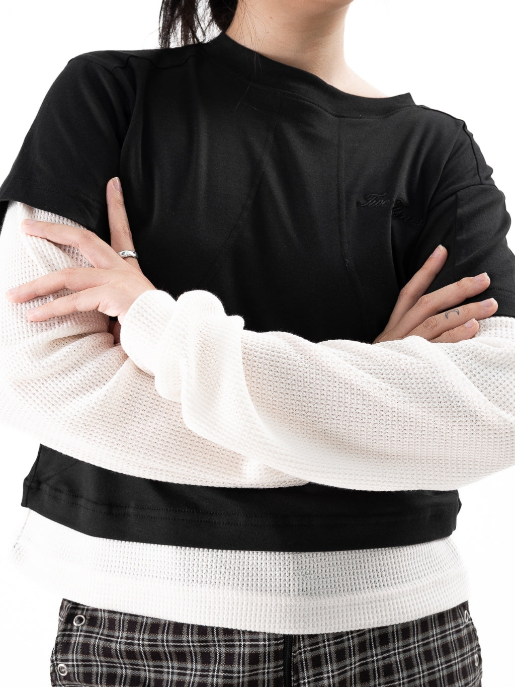 Double Layered Waffle Black/Broken White