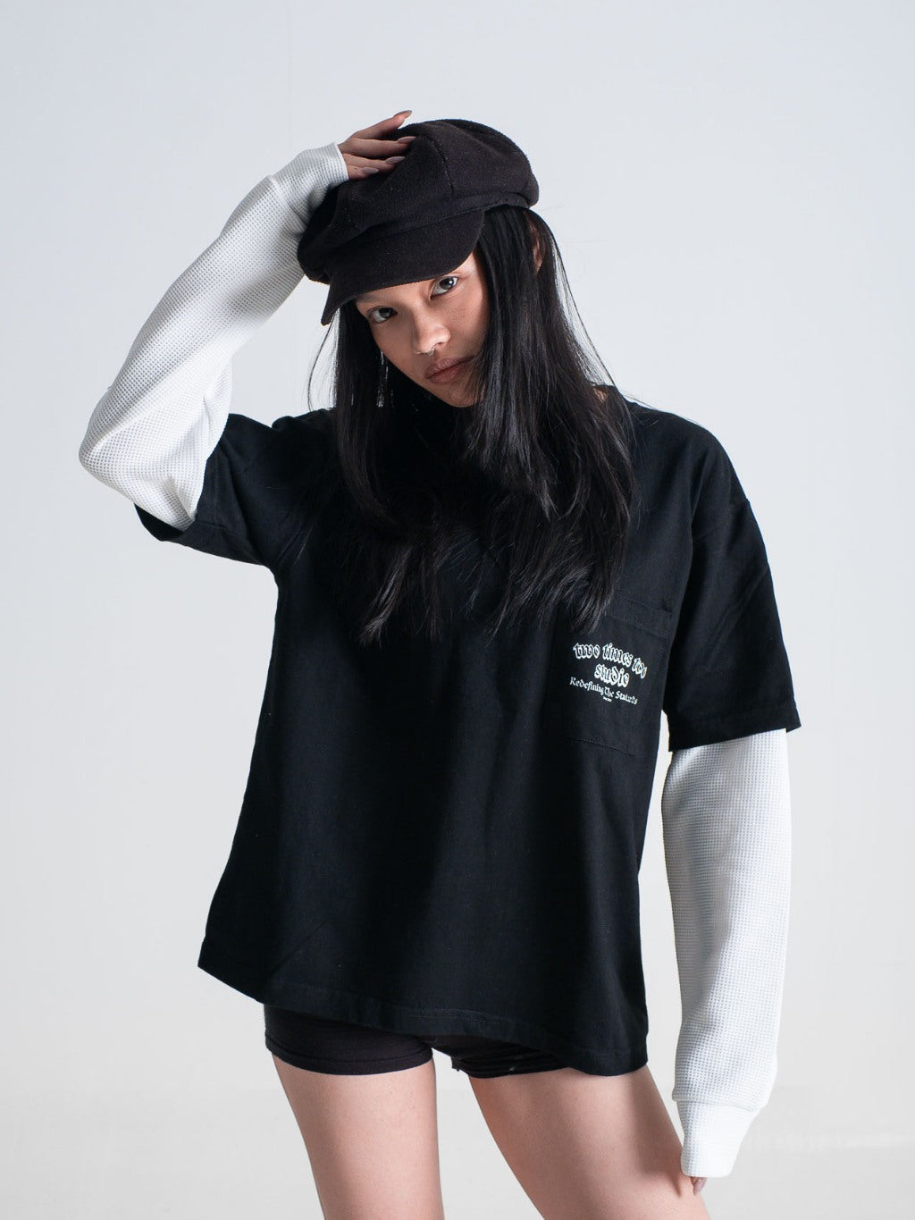 Studio Double Layered Waffle - Jet Black/White