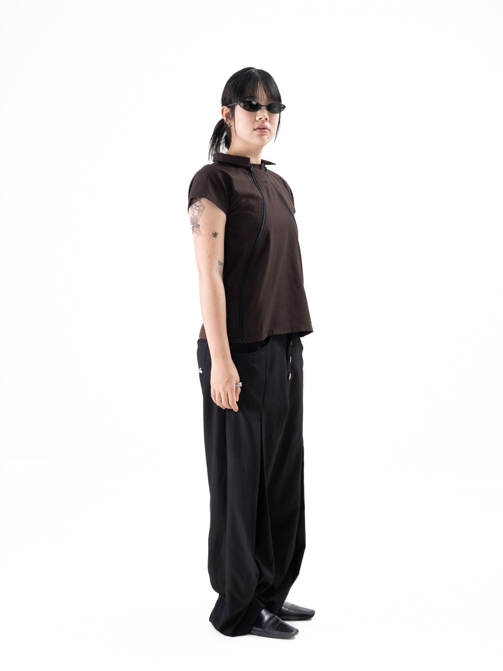 Multi Zip Top - Brown
