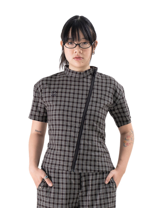 2TIMESTOO Asymmetrical Flannel Top