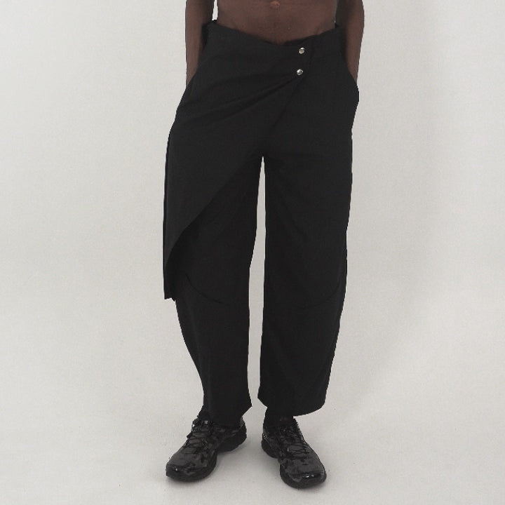 Detachable Layered Trousers - Jet Black
