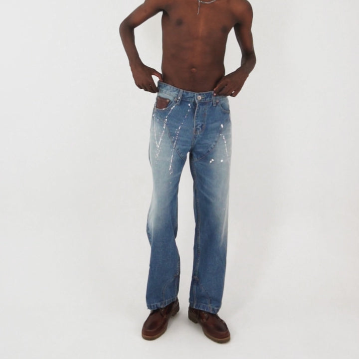 Splattered Cowboy Denim - Washed Blue