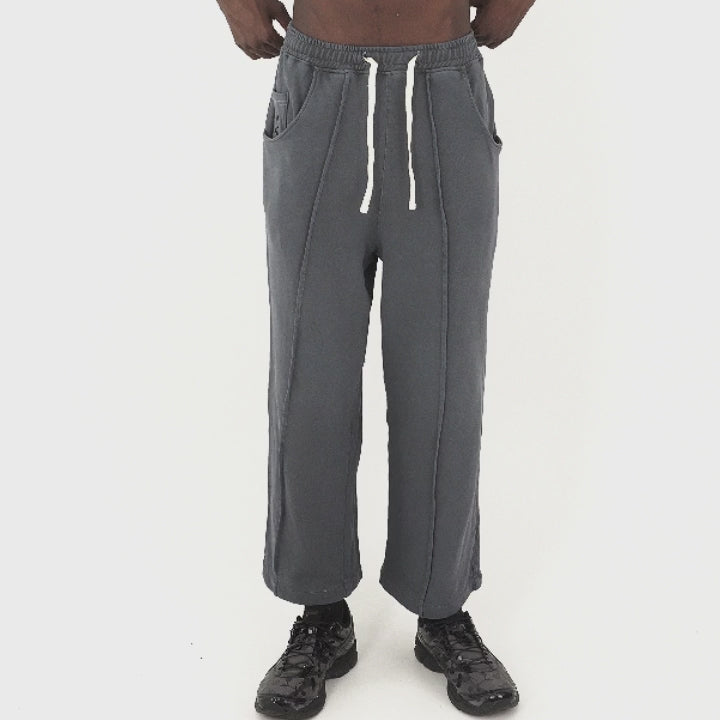 French Terry Pleated Jean Sweatpants - Aged Black