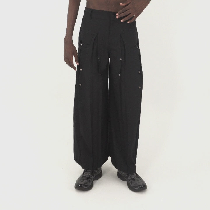 Double Pleated Trousers - Jet Black